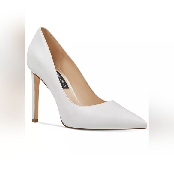 Nine West White Tatiana Pointy Toe Stiletto Pumps Size 9.5 - Picture 3 of 9